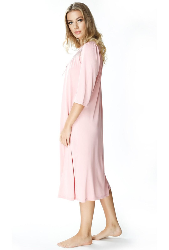 Długa koszula nocna Diana z ładnym dekoltem róż - Mewa