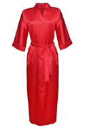 Długi satynowy szlafrok 130 czerwony - Dkaren