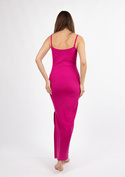 Dopasowana sukienka DK-K-P7 - fuksja bawełna prążki  - Dkaren
