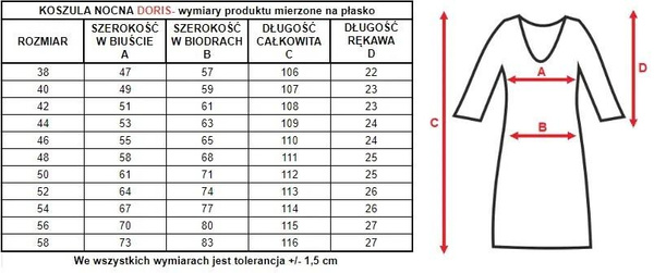 Koszula nocna Doris damska z krótkim rękawkiem 6076 burgundowy - Mewa