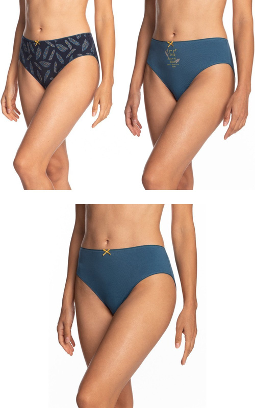 Bawełniane figi damskie Lama 3-pak Bikini - ciemne kolory