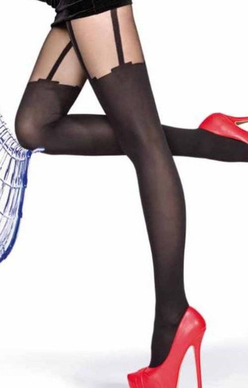 Czarne rajstopy jak pończochy z pasem Fiore MILLA 40 DEN