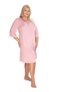 Koszula nocna damska Elena wygodna 6400 ciemny róż - Mewa