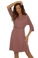 Elegancki krótki szlafrok  De Lafense Fanny 342 S-2XL w kolorze pudrowej mokki
