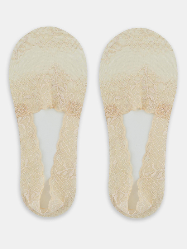 Stopki niskie koronka silikon beżowe - Noviti SN048