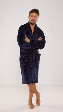 Granatowy szlafrok męski De Lafense 716 Rafael