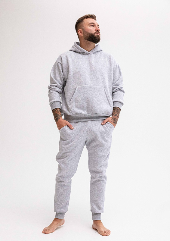 Wygodny dres męski Dk-k-b14 szary bawełna gruba - Dkaren