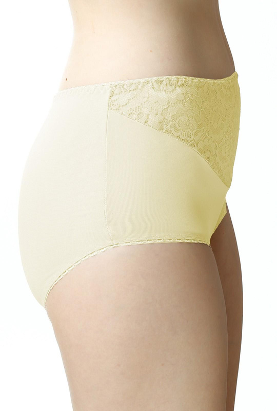 Figi damskie Liza wysoki stan z koronką kol. kremowy - Mewa