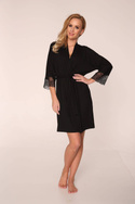 Elegancki krótki szlafrok czarny De Lafense Fanny 342 S-4XL