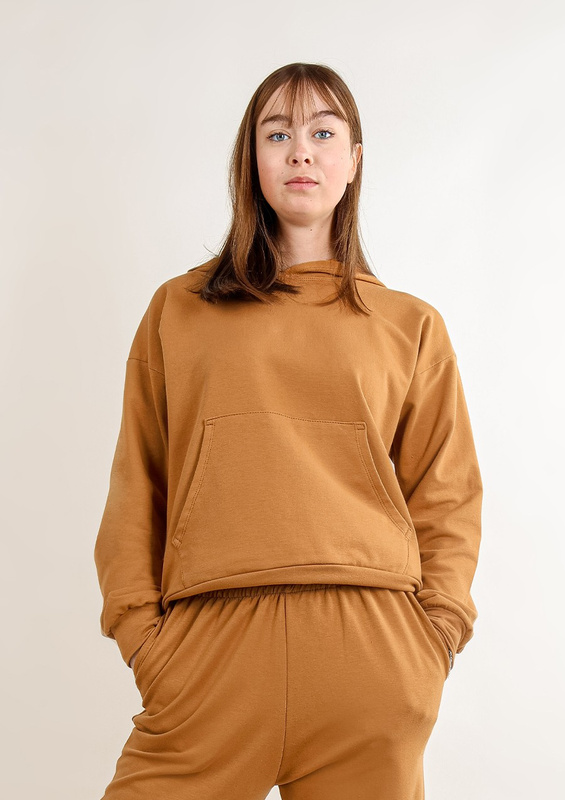 Modna bluza z kapturem DK-K-B8 - niebieski bawełna - Dkaren