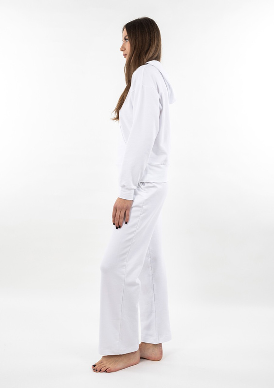 Komplet sportowy bluza z kapturem i "kangurką" oraz szerokie spodnie Dk-k-b8 - bordo bawełna - Dkaren