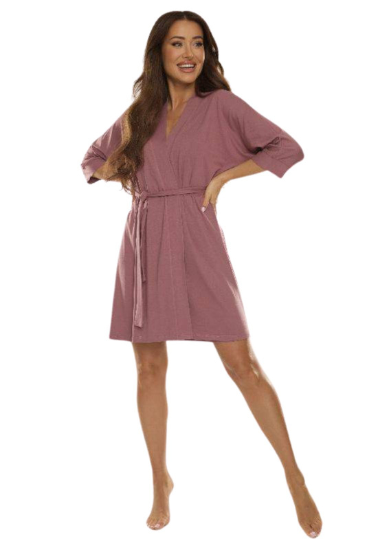 Cienki krótki szlafrok De Lafense 871/529 KOLEKCJA VISA w kolorze jagodowym