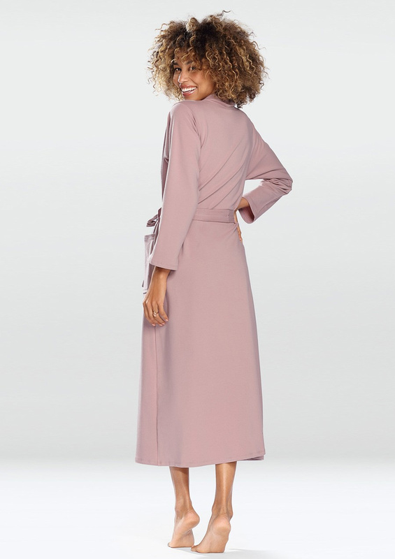 Bawełniany szlafrok/ podomka MELISSA - pudrowy róż- Dkaren