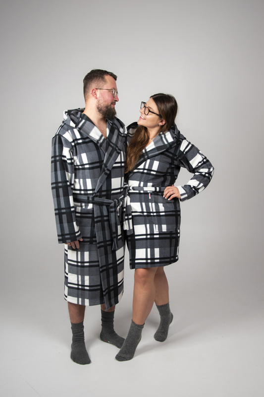 Cieplutki szlafrok męski SZARY Kocyk 034 De Lafense