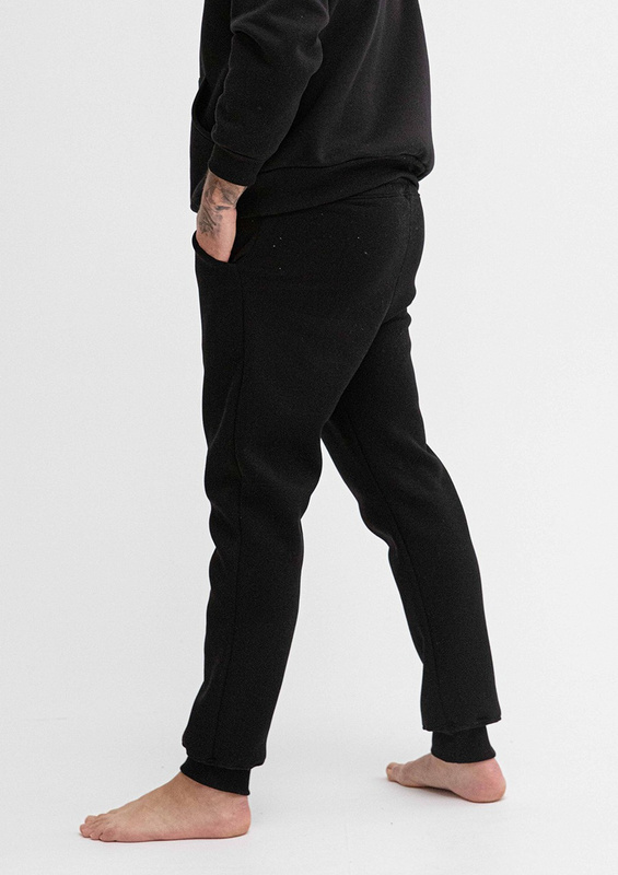 Spodnie męskie dresowe DK-K-B14 czarny bawełna gruba - Dkaren