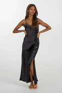 Długa halka Rut - satyna czarny - Dkaren