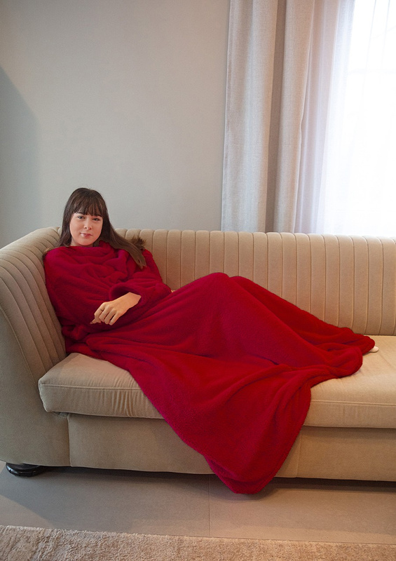 Koc z rękawami - puch granat - Dkaren