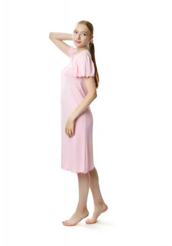 Długa koszula nocna Mewa 4112 Beatriz z jedwabiu Vistex różowy