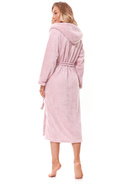 Długi jasnoróżowy szlafrok z kapturem L&L 2322 SOFT baletowy