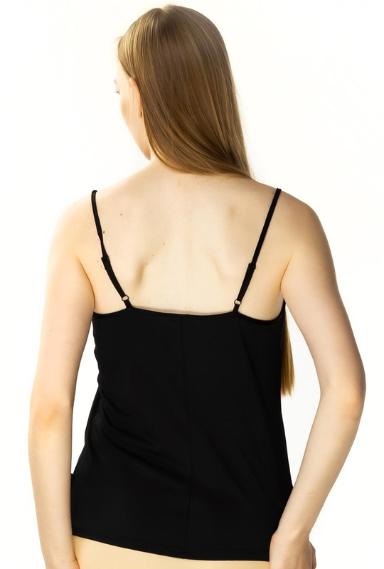 Prosta koszulka damska Ofelia na ramiączkach 6117 czarny - Mewa