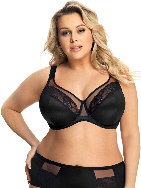 Czarny miękki biustonosz z ramiączkami z pianką Gorsenia K441 LUISSE