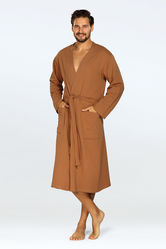 Bawełniany szlafrok/ podomka Męska Harry- niebieski- Dkaren