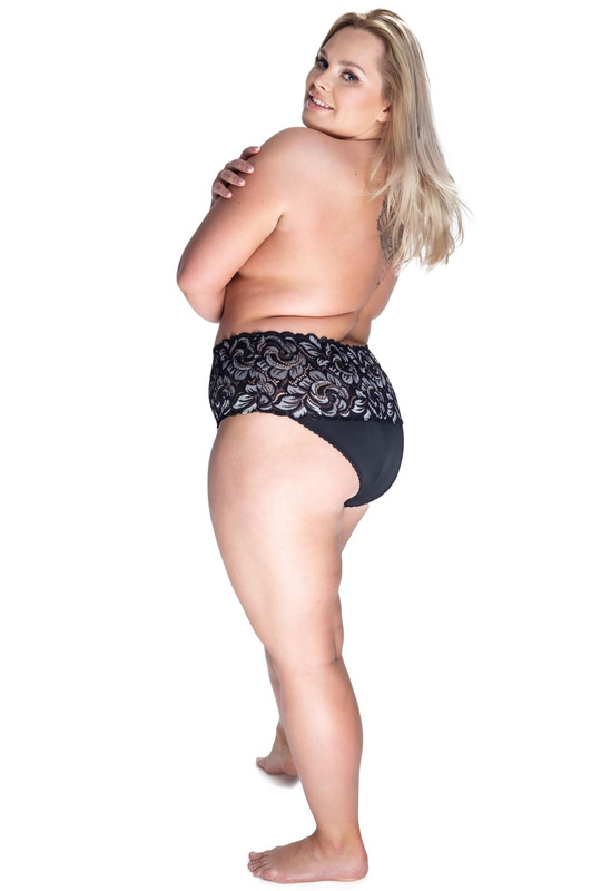 Damskie figi Mili z wysokim stanem kwiaty 6404 czarny - Mewa