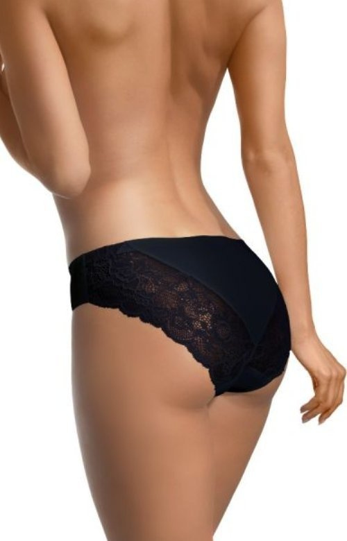 Oddychające czarne bezszwowe figi z koronką Babell 2003