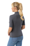 Bluzka damska z krótkim rękawem i półgolfem Babell Layla stalowy