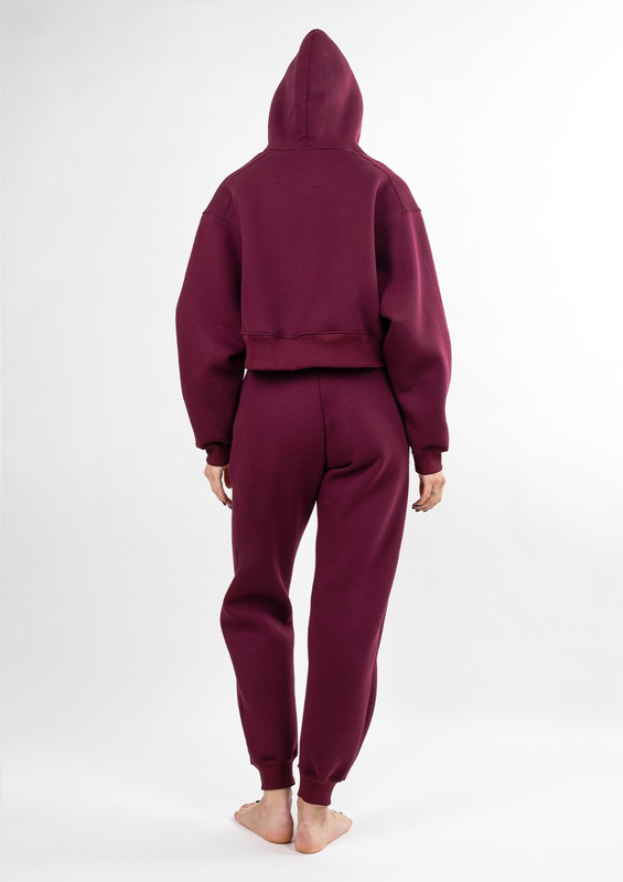 Ciepły komplet dresowy, bawełniany Dk-k-b16 bordo Dkaren