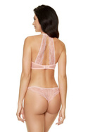 Koronkowy, miękki biustonosz Gorteks Charlize/B2 z paseczkami i  ozdobnym tyłem / różowy