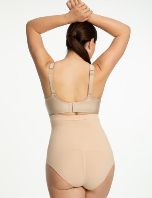 SEAMLESS HIGH-WAIST PANTY 441 -figi wyszczuplające wysoka talia BEZSZWOWE beż