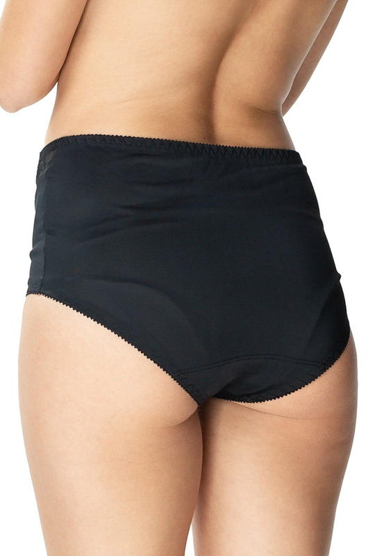 Figi damskie Liza wysoki stan z koronką kol. czarny - Mewa