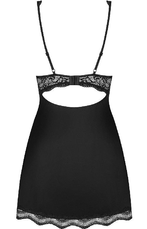 Czarna koronkowa koszulka babydoll i stringi Obsessive Luvae