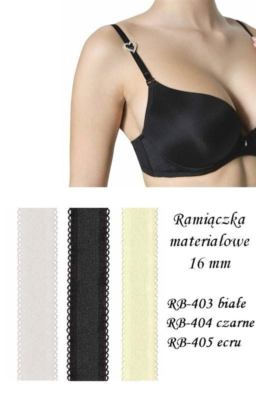Materiałowe, wymienne  ramiączka do biustonosza Julimex RB-404 RAMIĄCZKA '16 MM' CZARNE