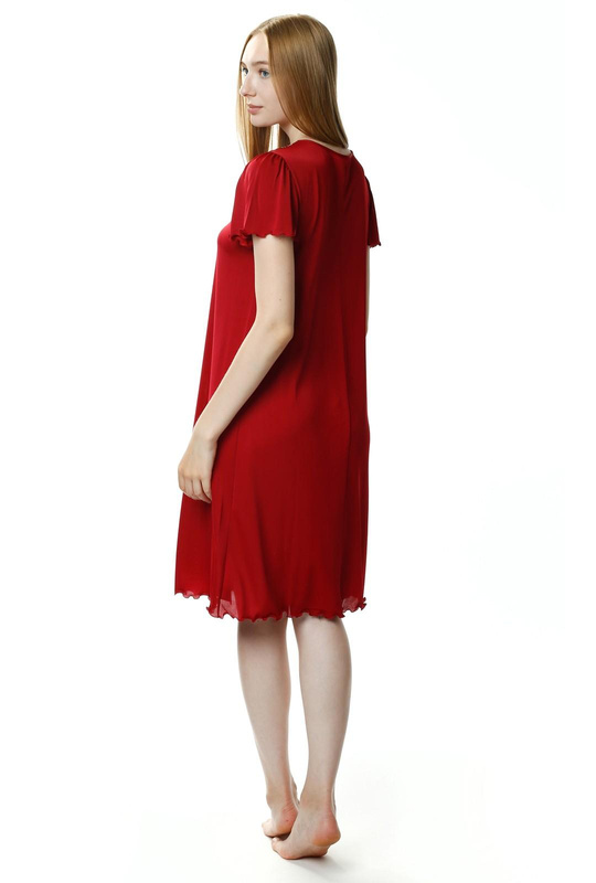 Koszula nocna Doris damska z krótkim rękawkiem 6076 burgundowy - Mewa