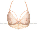 Koronkowy, miękki biustonosz Gorteks Charlize/B2 z paseczkami i  ozdobnym tyłem / beżowy