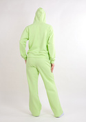 Komplet sportowy bluza z kapturem i "kangurką" oraz szerokie spodnie Dk-k-b8 - jasny zielony bawełna - Dkaren