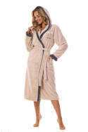 Długi szlafrok damski  z kapturem  L&L  2419 TESS Long  angora