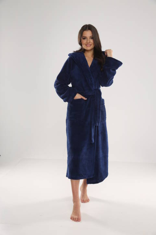 Puchaty długi szlafrok z kapturem De Lafense 807 - Luna II De lafence