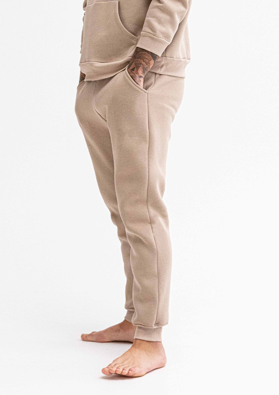 Spodnie męskie dresowe DK-K-B14 cappuccino bawełna gruba - Dkaren