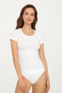 Biała bezszwowa koszulka damska z krótkim rękawkiem Gatta