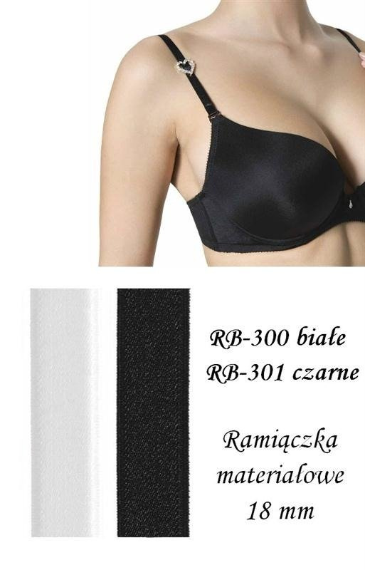 Materiałowe, wymienne  ramiączka do biustonosza Julimex RB-301 RAMIĄCZKA '18 MM' CZARNE
