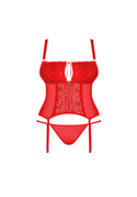 Seksowny czerwony gorset i stringi Obsessive Blossmina DUŻE ROZMIARY