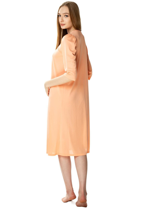 Długa koszula nocna Diana z ładnym dekoltem morelowy - Mewa