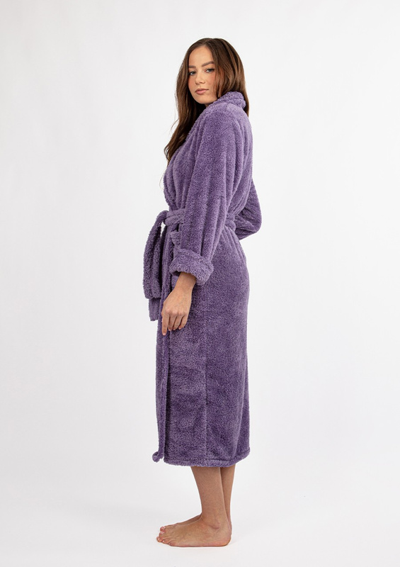 Puchaty szlafrok/ podomka ELIZA DŁUGA - puch śliwka - Dkaren