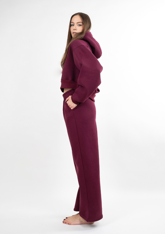 Ciepły komplet dresowy, bawełniany Dk-k-b15 bordo Dkaren