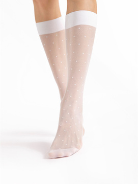 Ozdobne podkolanówki z efektem masażu Fiore DOTS MASSAGE jasny beż