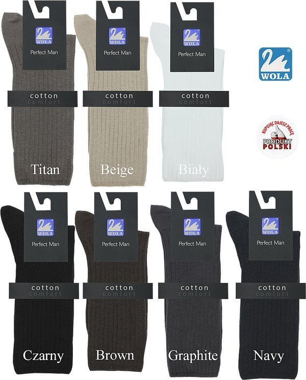 Bezuciskowe skarpetki męskie Wola Comfort titanium