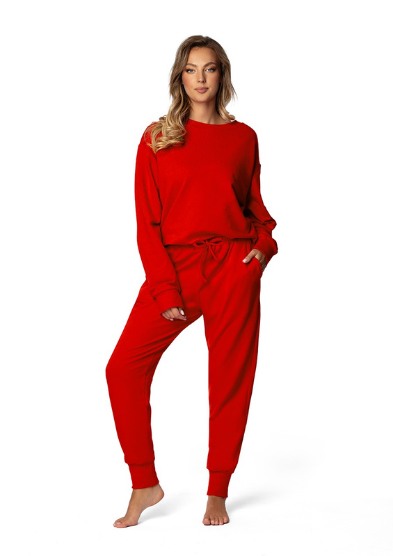 Komplet, bawełniany dress Dk-k-b7 czerwień Dkaren